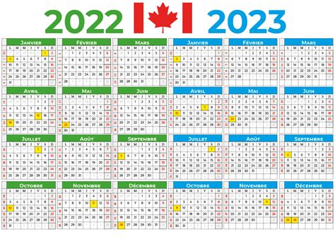 Calendrier 2022 Avec Semaine Québec Canada