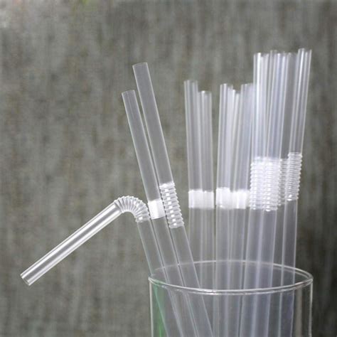 100 pieces clear disposable drinking straws flexible plastic soda smoothies straw with