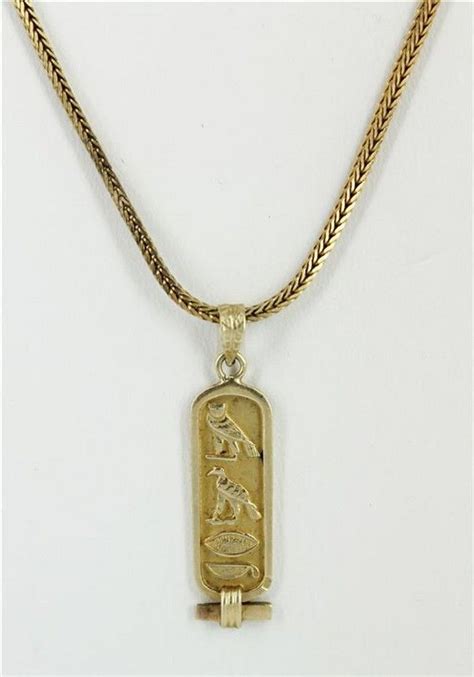 Egyptian Hieroglyphic Cartouche Pendant In 18ct Gold Pendantslockets