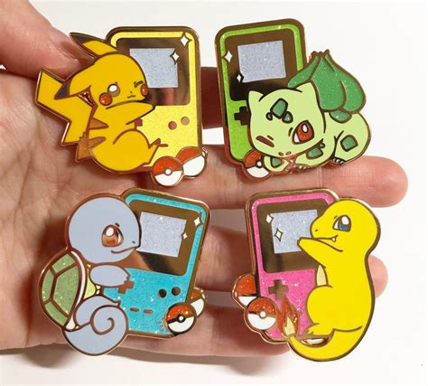 Starter Enamel Pins Pokemon Charmander Pikachu Bulbasaur Etsy Pokemon