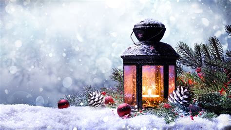 Pictures Christmas Lantern Nature Winter Snow Balls 3840x2160