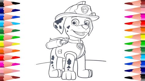 Painting Marshall Coloring Paw Patrol Coloring Pages With Marshall