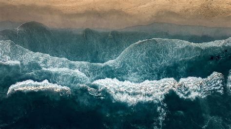 Download Wallpaper 3840x2160 Ocean Aerial View Surf Coast Water