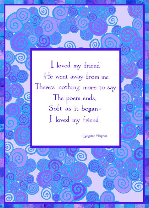 I Loved My Friend Set Of 4 Sympathy Card Langston Hughes Card Support