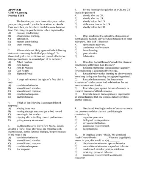 Unit 6 Practice Test