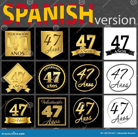 Spanish Set Of Number 47 Templates Stock Vector Illustration Of Event
