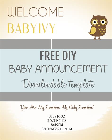 diy baby announcement template  psd