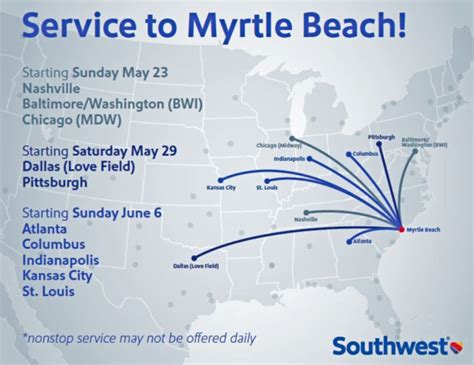 Southwest Launches Myrtle Beach Flights With 10 New Routes - Simple Flying