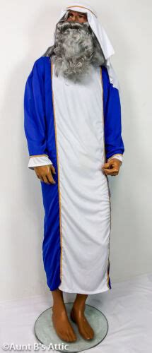 Biblical Shepherdsheik Costume 3 Pc Bluewhite Gown Keffiyeh And Cord Xl