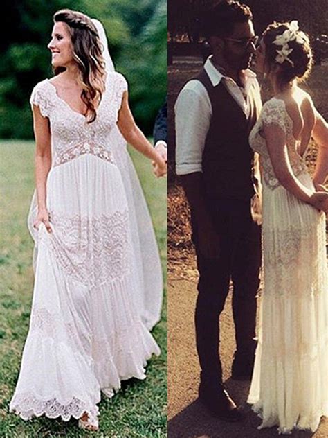 Brautkleider online shop, schneller versand. A-Linie/Princess-Linie Spitze V-Ausschnitt Kurze Ärmel ...