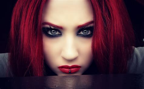 Wallpaper Face Women Redhead Model Portrait Long Hair Blue Eyes Looking At Viewer