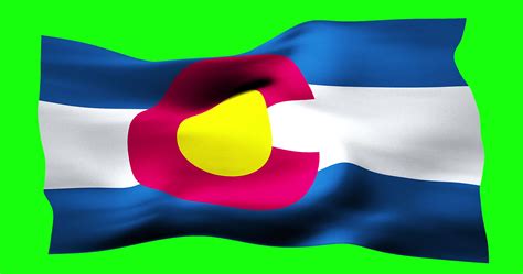 Flag Of Colorado Realistic Waving On Green Screen Seamless Loop