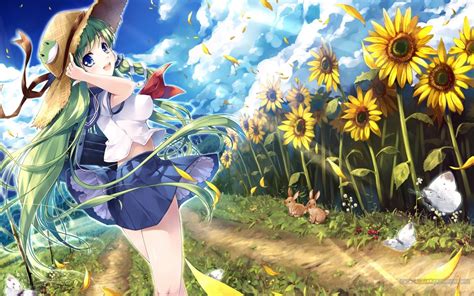 The Girl On A Field Of Sunflowers In The Anime Touhou