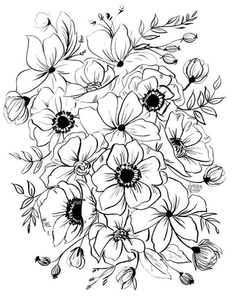 Black And White Floral Art Print 8 X 10 Floral Prints Art Black