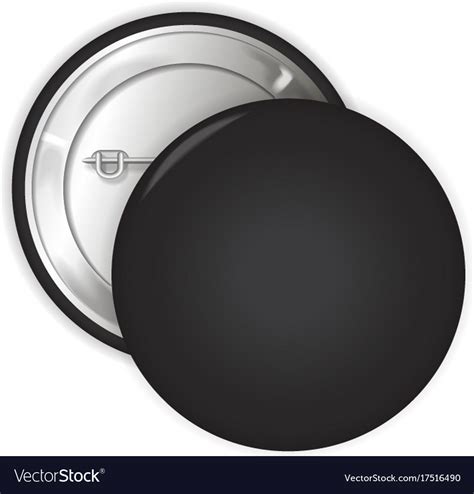 Black Blank Badge Pin Brooch Mockup 3d Royalty Free Vector
