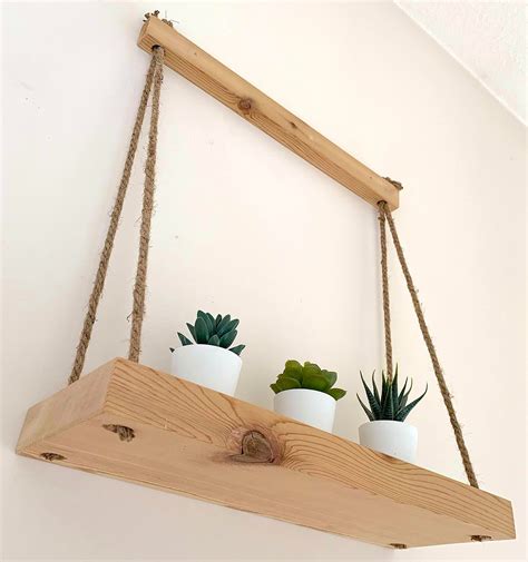Hanging Rope Shelf Reclaimed Cedar Wood Handcrafted Etsy Canada