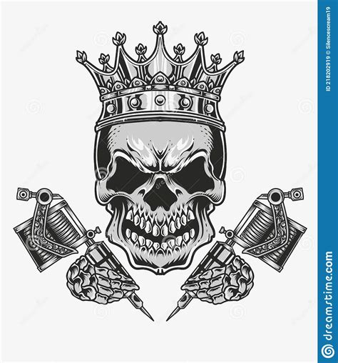 Illustration Vector King Skull Tattoo Artist Stock Vector