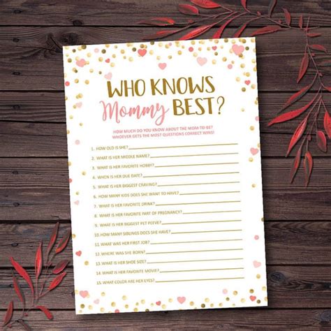 Who Knows Mommy Best Baby Shower Games Printable Instant Etsy