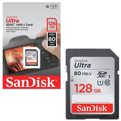 Sandisk Ultra 128gb Sdxc Class 10 Uhs I Up To 80mbs Memory Card