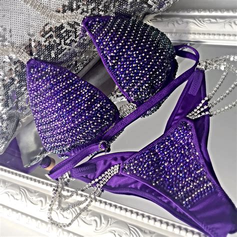 Swarovski Crystals Purple Competition Bikini Bikini Competition