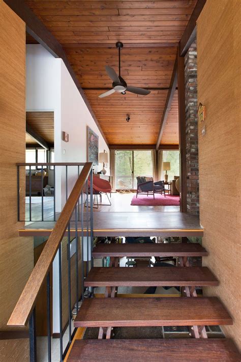 Mid Century split level entry stairs | Mid century modern interior design, Mid century modern 