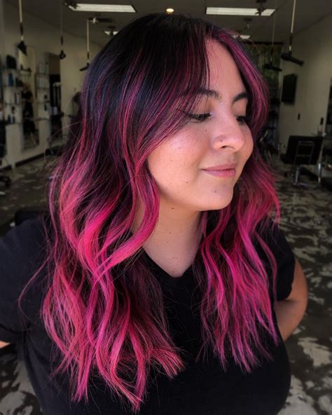 19 Hottest Black Hair With Highlights Trending In 2021 Pink Hair