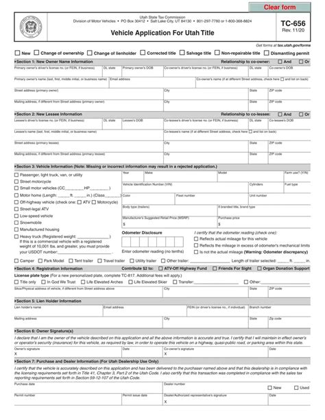 Utah Dmv Tc 656 Form ≡ Fill Out Printable Pdf Forms Online