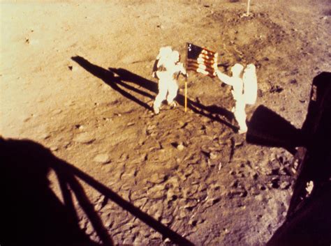 Apollo 11 Photo Showing Placing Of Us Flag On Moon ...