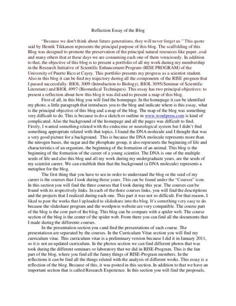 Self Reflection Essay Template Business