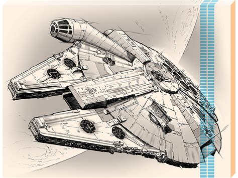 Star Wars Episode Vii Millennium Falcon Pencil Art Canvas