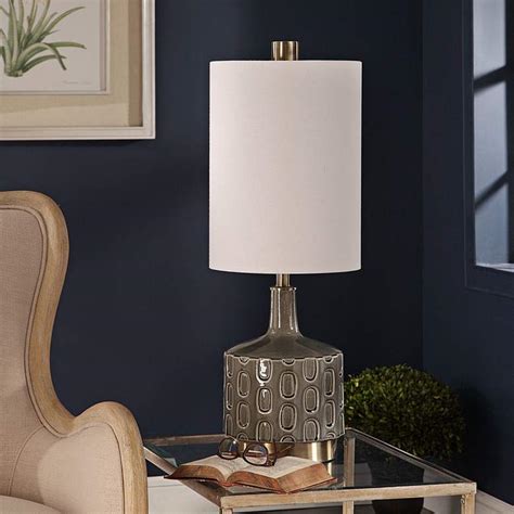 Blue and gray floor lamp home decoration living room office luminous metal light body. Uttermost Darrin Crackled Blue Gray Glaze Ceramic Table ...