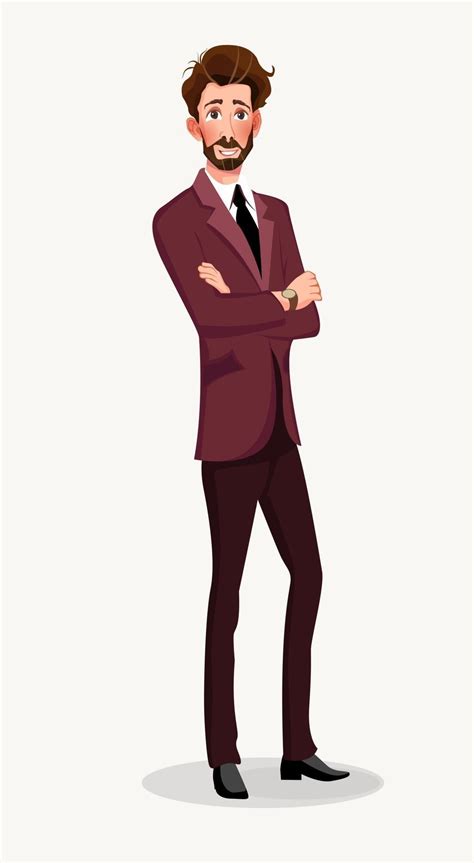 Man In Business Suit Elegant Young Cartoon Businessman Guy In Costume
