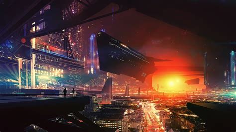 Wallpaper Artwork Futuristic City Science Fiction