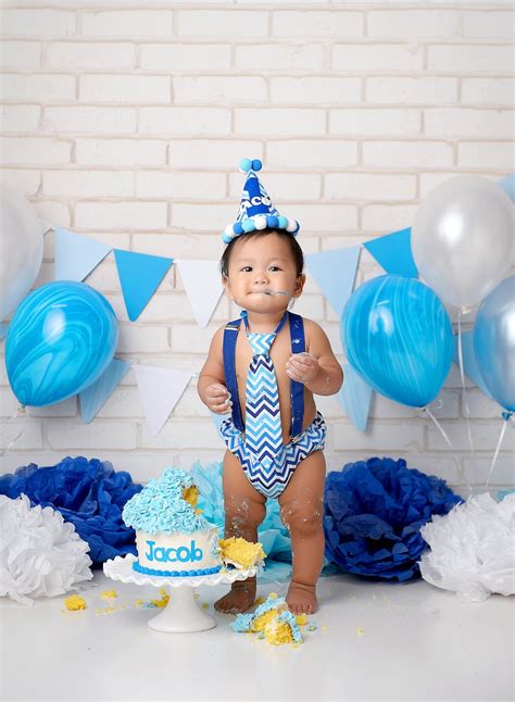 Cake Smash Outfit Blue And White Chevron Baby Boy 1st Etsy Australia