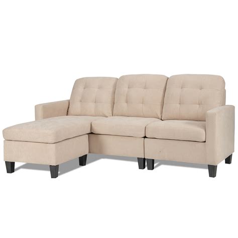 Convertible Sectional Sofa Set L Shaped Sofa Couch W Reversible