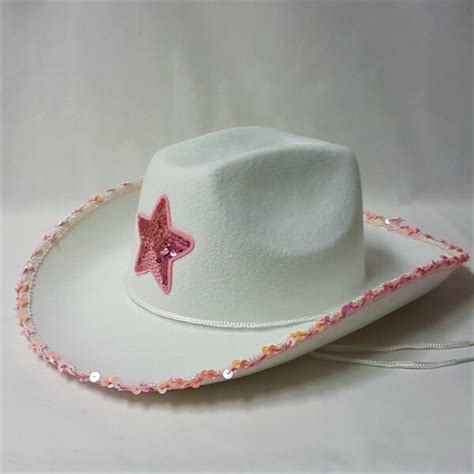 Cowboy Hat White And Pink Code 4216 Scalliwags Costume Hire