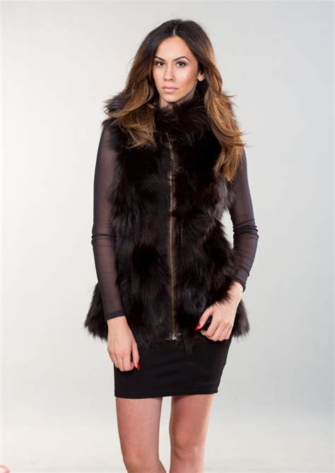 Fox Fur Vest With Hood 100 Real Fur Coats And Accessories