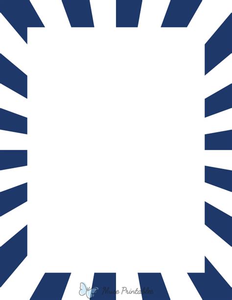 Printable Navy Blue And White Starburst Page Border