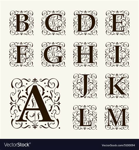 Vintage Set Capital Letters Monograms And Font Vector Image