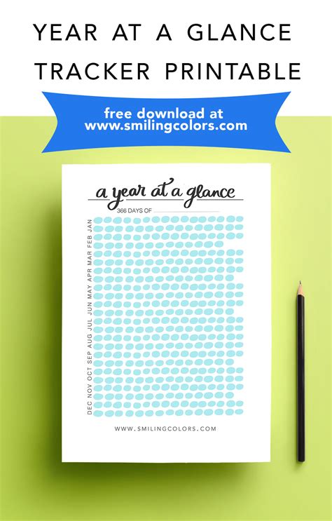 Free A Year At A Glance Printable Track Your Progress Over 366 Days