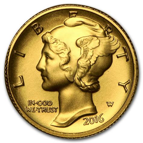Us Mint 2016 W 110 Oz Gold Mercury Dime Centennial Wogp