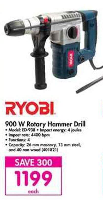 Ryobi 900w Rotary Hammer Drill Offer At Makro