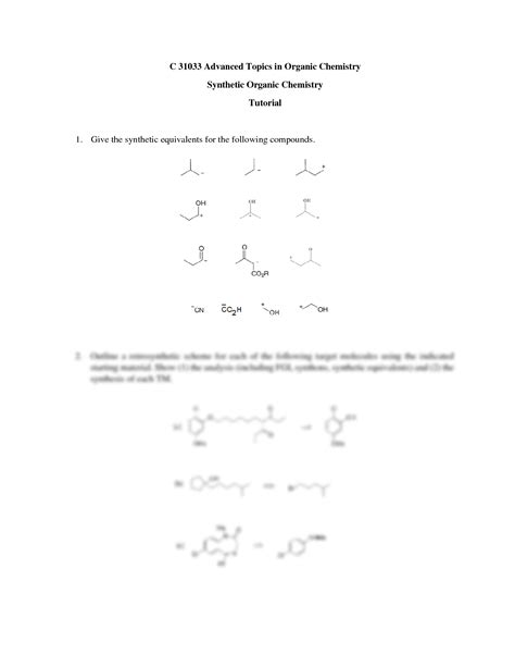 Solution Synthetic Organic Chemistry Tutorial Studypool