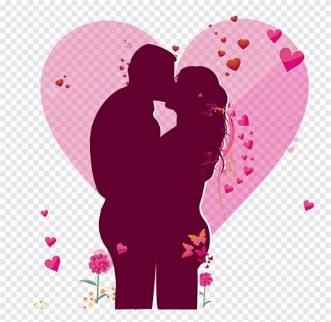 Kartun Pasangan Ciuman Love Heart Kiss Material Kissing Love Flowers