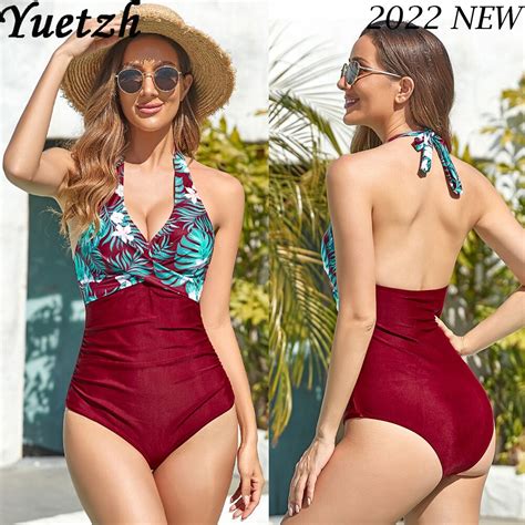 2022 New Women Plus Size Swimsuit One Piece Swimwear Large Big Plussize Floral Swimming Bathing