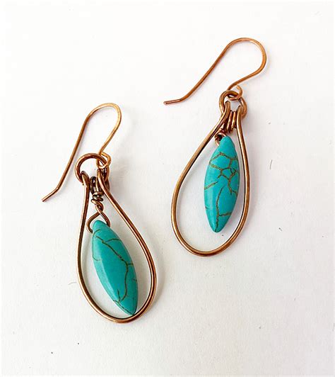 Copper And Turquoise Dyed Magnesite Earrings
