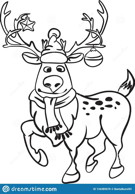 Tjaa als je dol op hertjes bent.kom je wel eens wat tegen op het internet. Deer Christmas Coloring Page For Kid Stock Vector ...