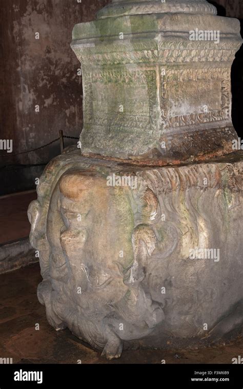 Medusa Head Upside Down Basilica Cistern Yerebatan Sarnici Istanbul