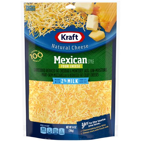 Kraft Mexican Style Four Cheese Blend Shredded Cheese With 2 Milk 14 Oz Bag