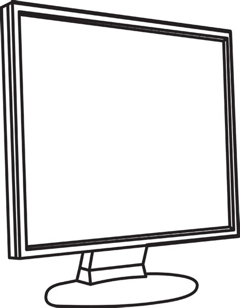Technology Black And White Outline Clipart Flat Screen Monitor Black